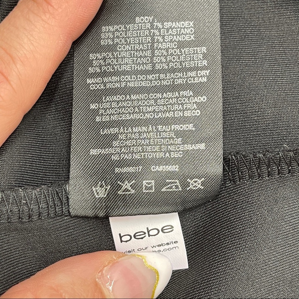 2B Bebe Black faux Leather Trim Pencil Skirt - Picture 9 of 13